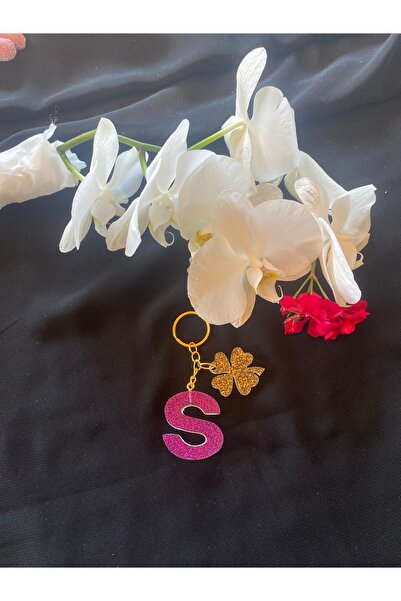 Bellinzona Mor Simli S Harf Anahtarlık-Charm-Çanta Aksesuarı [Ponpon Seçeneği...