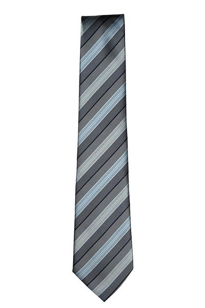 1001 Kravat Gray Wide Striped Tie