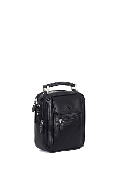 Aka Deri Plain Black Leather Portfolio Bag 395