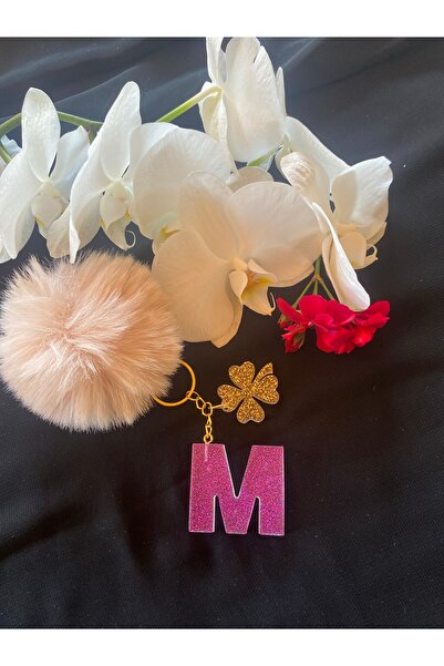 Bellinzona Breloc cu litera M, mov, cu sclipici - Accesoriu pentru geantă [Cu...