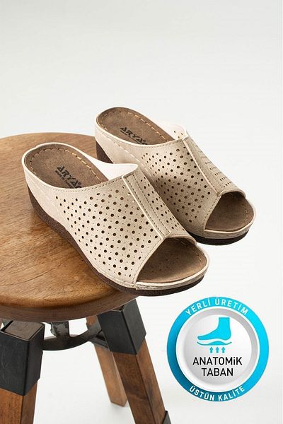 AlbiShoes Nicky Γυναικεία Χονδρή Σόλα Μαλακή 6cm Κρυφό Σφήνα Τακούνι Mother Γυναικείες Παντόφλες Σπίτι Casual Παντόφλες