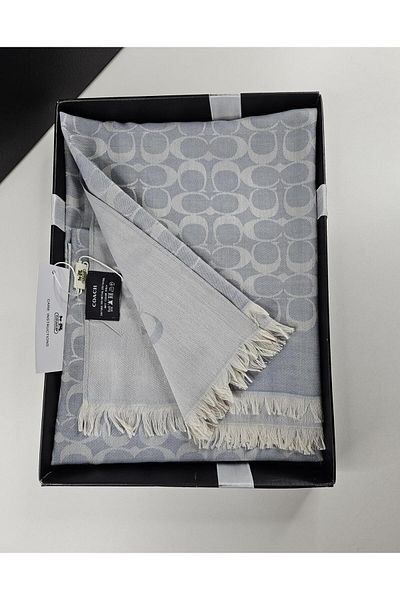 Webinay Home C Pattern Cotton Silk Wool Shawl 4 Seasons Double-Sided
