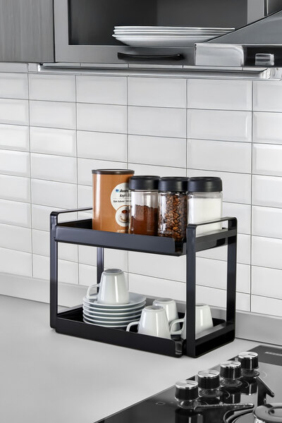 ASlife Home İki Katlı Sert Plastik Baharatlık Kahve Köşesi Düzenleyici Organizer