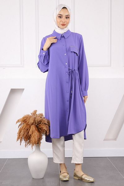 İmajButik Lilac Side Tie Linda Tunic