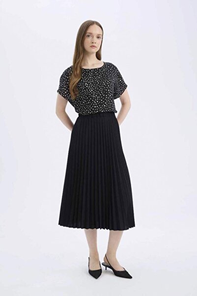 DeFacto Fusta midi Aerobin cu talie elastică de bază simplă plisată B9014AX25SP