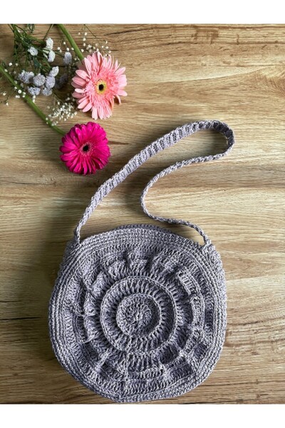 Lila El örgüsü Çanta, Yazlık Çanta, El yapımı Çanta, Anneler günü Hediyesi 25 cm x 21 cm