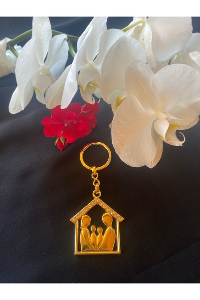 Bellinzona Zirkonium Taşlı Ev Aile Model Anahtar Model Anahtarlık-Charm-Çanta...