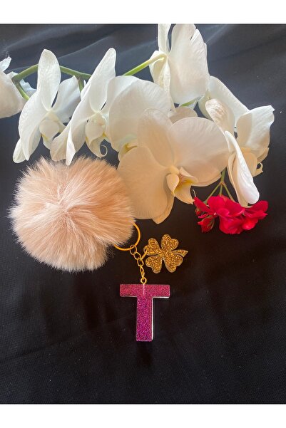 Bellinzona Breloc cu litera T, mov, cu sclipici - Accesoriu pentru geantă [Cu...