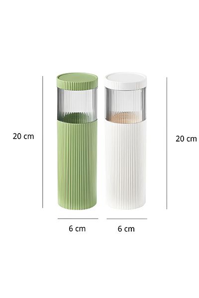 Herum Set of plastic toothbrush containers with lids, White/Green, 6 x 20 cm, 2 pcs