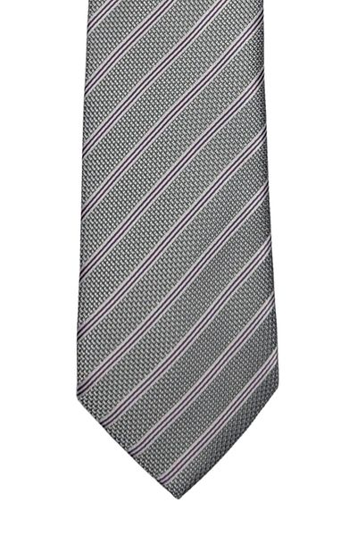 1001 Kravat Gray Slim Striped Tie