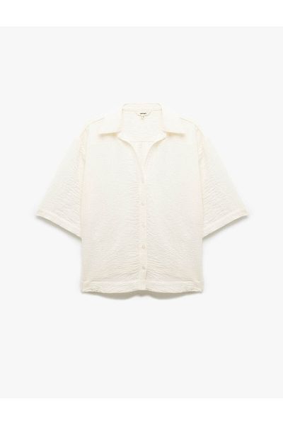 Koton Classic Collar Elbow Length Short Sleeve Oversize Shirt