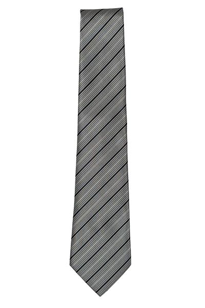 1001 Kravat Gray Striped Classic Tie