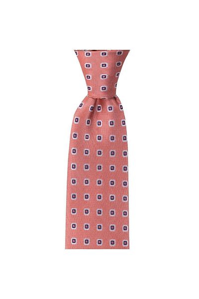 1001 Kravat Salmon Patterned 8 cm Wide Tie with Handkerchief
