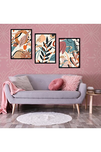 bestablo Set de pictură din lemn cu rame boeme colorate, 3 piese, decor pentr...