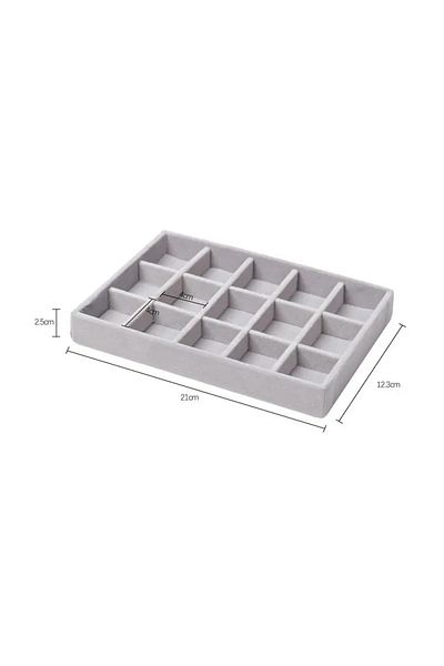 Choice Grey-f Upgrade Velvet Jewelry Storage Box Necklace Stackable Display Tray Bracelet Earring Organizer