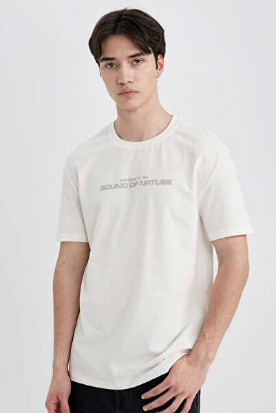 DeFacto Ανδρικό μπλουζάκι εκρού C2082AX/ER105