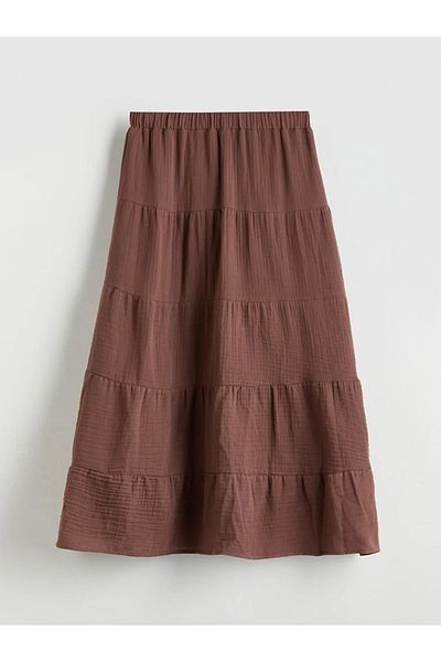 LC Waikiki Xside Brown Elastic Waist Katkat Skirt