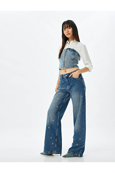 Koton Dunkelindigo Damen-Jeanshose 5WAL40102MD