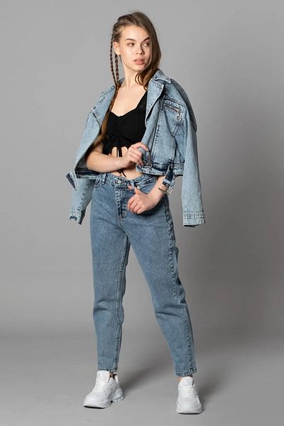TRENDNATUREL Pantaloni Mom Jean din Lycra Astana Blue Snow Wash