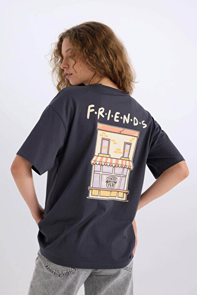 DeFacto Short Sleeve Anthracite Women's T-Shirt D9152Ax/Ar191