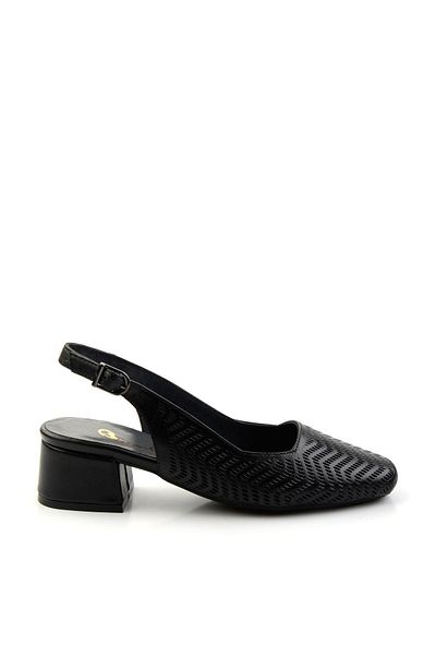 Bambi Black Leather Women's Classic Heeled Shoes K01531252103