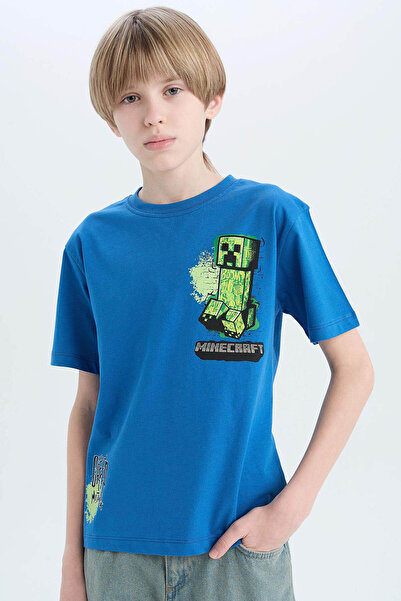 DeFacto Kısa Kol Mavi Erkek Çocuk T-Shirt D9561A8/BE776