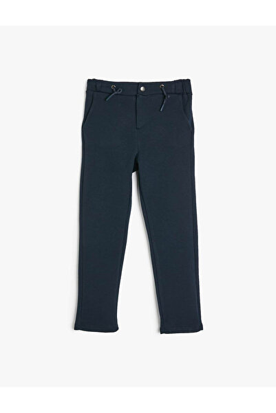 Koton Λεπτομερές βαμβακερό παντελόνι με δεμένη μέση