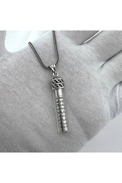 clgsilver Grek Tasarımlı 925 Ayar Gümüş Cevşen Kolye - Zemzem Suyu ve Ayet-el...