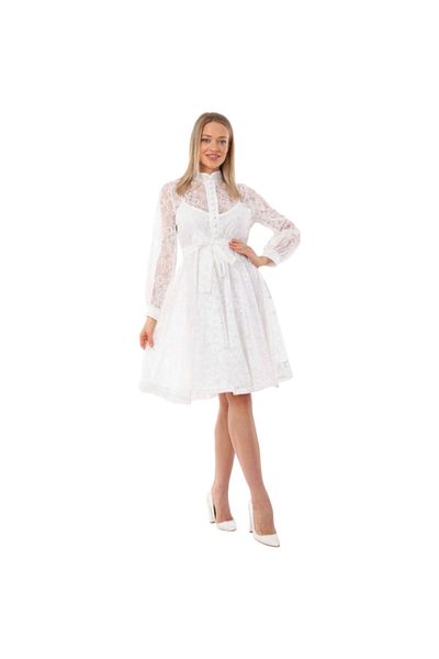 rotop Lace dress, Pelin, elegant, white color, Size 54
