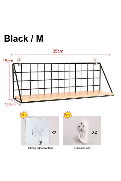 Choice Black M Wall Mounted Shelves Without Drilling Wood Hanging Shelf For Living Room Bedroom Storage Bas