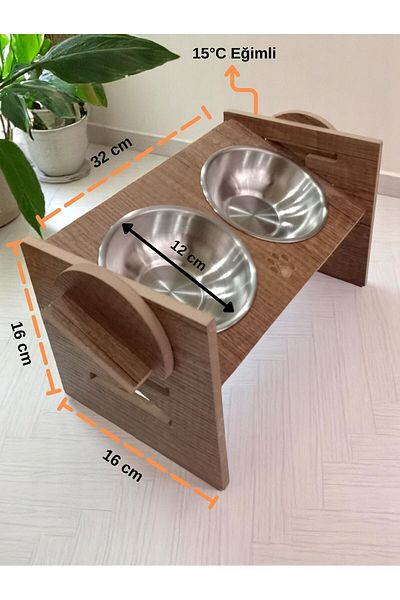 ALFO 4 Stage Inclined Food and Water Bowl with Wooden Stand