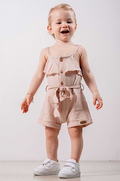 bombe Baby Kids Powder Cotton Rope Strap Comfortable Jumpsuit Salopet Trend Fashion Bottom Top Set Jumpsuit