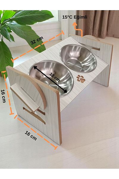 ALFO 4 Stage Inclined Food and Water Bowl with Wooden Stand