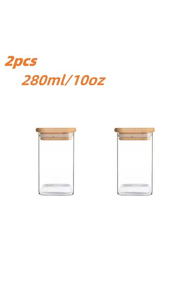 Choice 2 pcs 1/2/4/8pcs, 10oz Glass Jars With Airtight Lids, Candy Jars, Food Storage Containers With Bambo