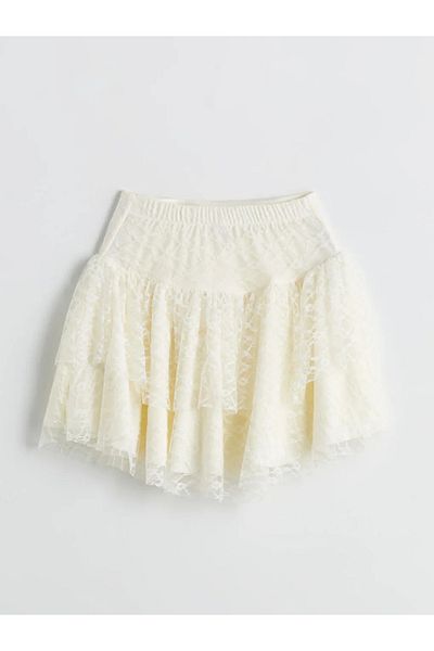 LC Waikiki Lcw Kids Yellow Elastic Waist Ruffled Girl's Tulle Skirt