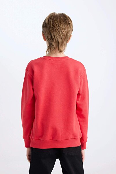 DeFacto Erkek Çocuk Kırmızı Bisiklet Yaka Atatürk Baskılı Sweatshirt D8202A824WN