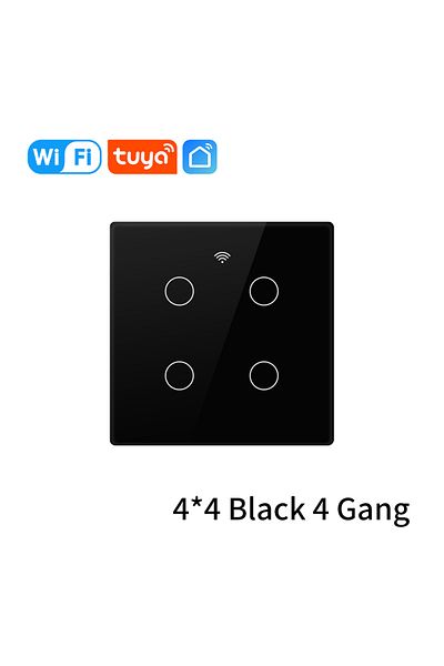GGBEE Black 4 gang Tuya WiFi Smart Switch Brazil Standard 4x4 Size Touch Sensor 4/6/8 Gang Wall Light Swit
