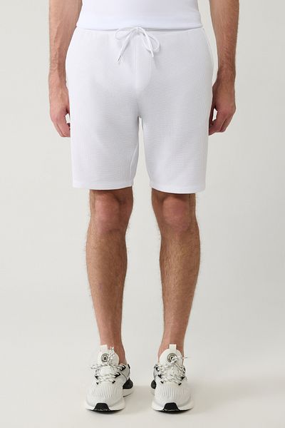 Avva Weiße Herren-Shorts mit elastischem Bund und Schnürung aus Baumwollmischung, flexibel 003404