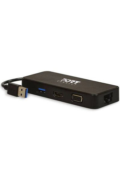 PORT DESIGNS Docking station Port Designs Travel 2 x 2K, conectivitate USB 3.0, negru