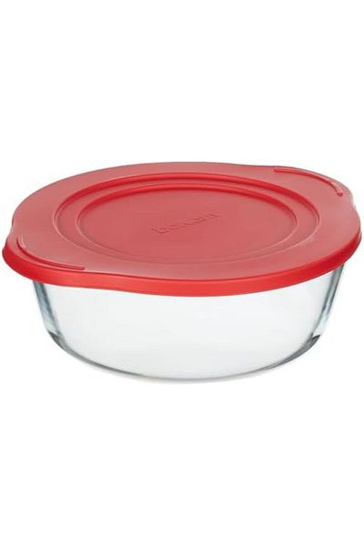 STOREMAX Round Pot Plastic Red Lid, 2100 Cc Ezsnshop 1065757