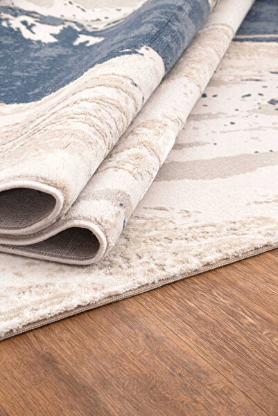 ARMİDA CONCEPT Lima Mavi Beyaz Halı Yumuşak Oturma Odası Salon Çocuk Odası Mutfak Halısı P1197