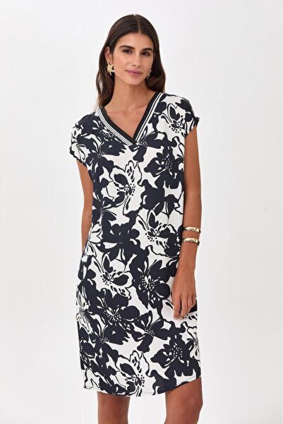 İKİLER Yakası Triko Bantlı Düşük Kol Elbise 025-4035