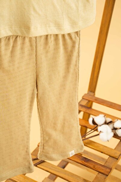 bombe Girl Boy Baby Kids Cream Set of 2 Natural Cotton Embroidered Trendy Fashion Top and Bottom Set