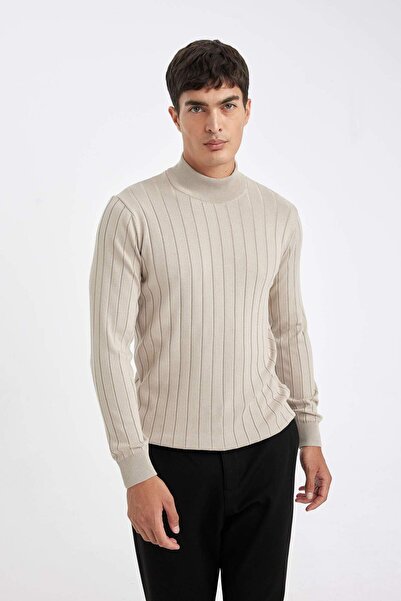 DeFacto Standard Fit Normal Schnitt Halber Rollkragen Jacquard Strickpullover...