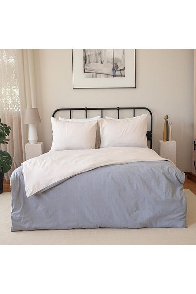 STOREMAX Ezg Textile Duvet Cover Set with Single Elastic Sheets (Beige Gray) Ezsnshop 1065757