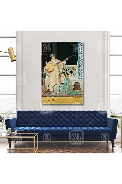 SML TABLO Osman Hamdi Bey Saz Ve Def Çalan Kız Dikey Kanvas Tablo