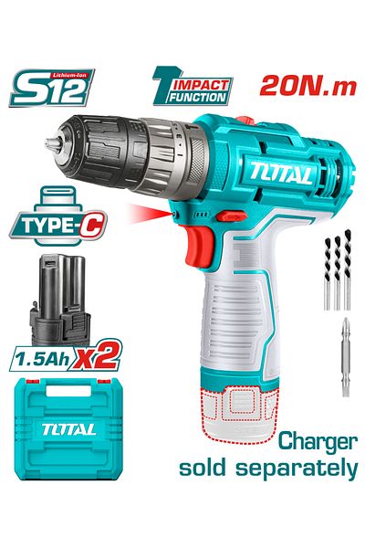 TOTAL Lithium-Ion Impact Drill 12Volt 20N.m - TIDLI12202