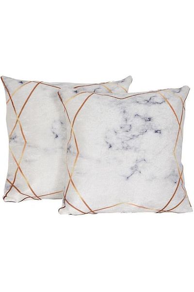 STOREMAX Ezg Diyari Stars 2 Li Velvet Throw Pillow Cover White Gold Cd 457008   Ezsnshop 1065757