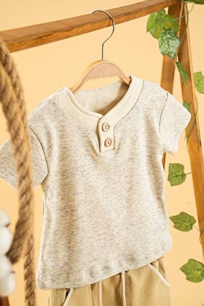 bombe طقم شورت طبيعي مكون من قطعتين للفتيات والأولاد والرضع من القطن، طقم علو...