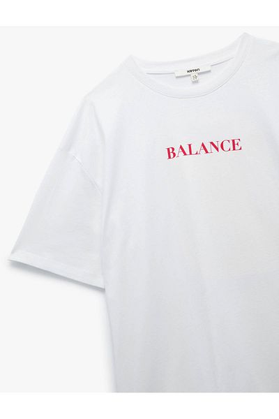 Koton Cotton Crew Neck Short Sleeve Printed Oversize T-Shirt on the Back